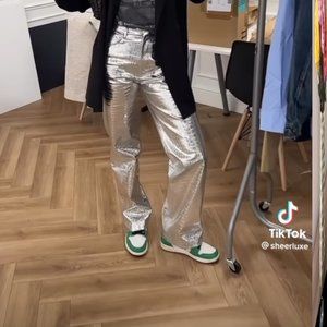 Rotate Croc Look Silver Pants